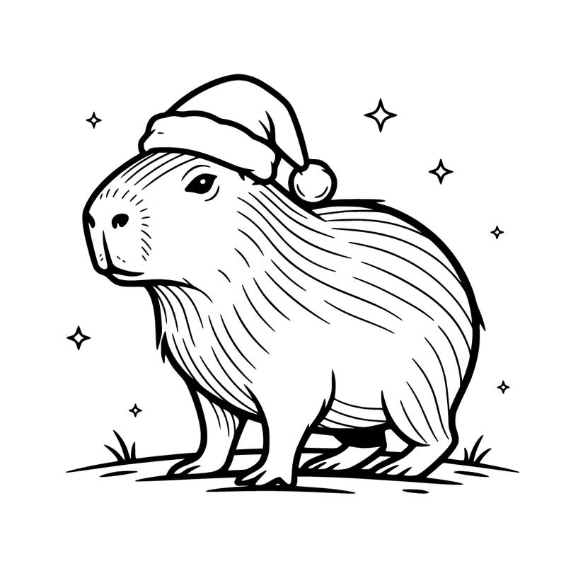 a capybara wearing a christmas hat