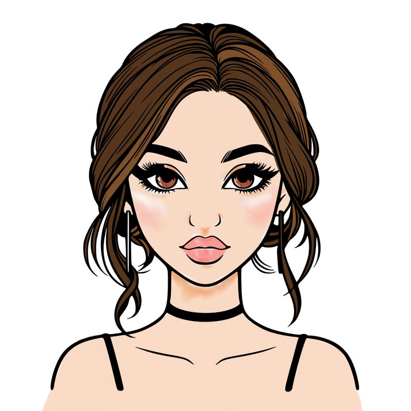 realistic girl with makeup on