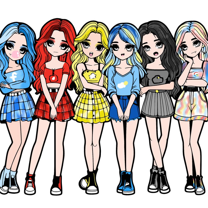 a group of girls realistic