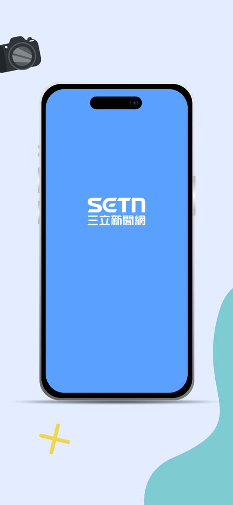 三立新聞網 - Pantalla de presentación de la aplicación de noticias SETN en un smartphone