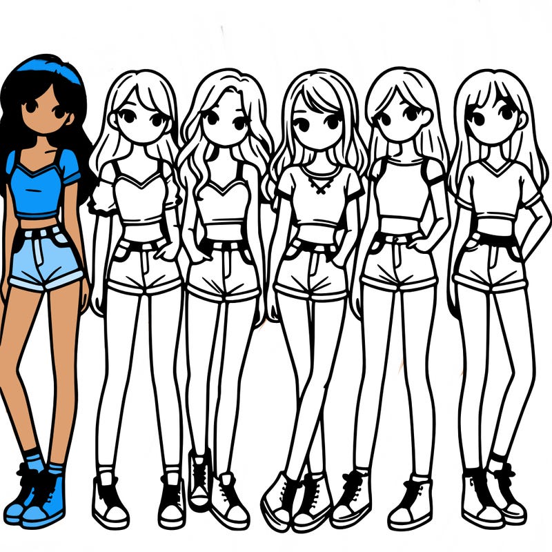 a group of girls wearing crop tops and shorts