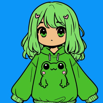 girl wearing frogging sweatshirt