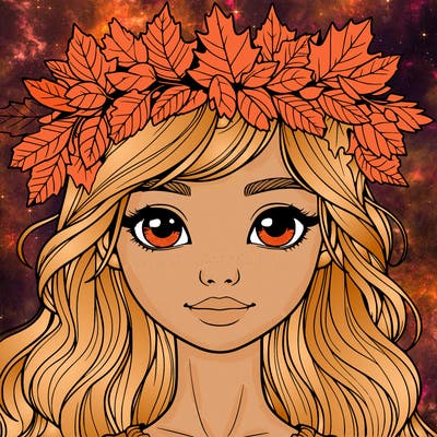 realistic girl with fall leaf crown