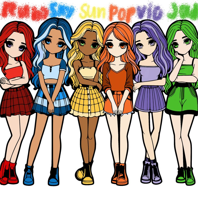 a group of girls realistic