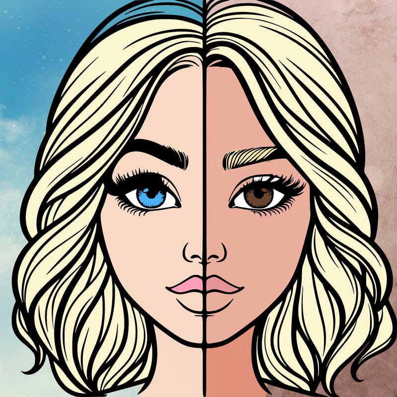 realistic girl split half