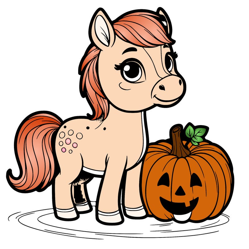 horse with pumpkin