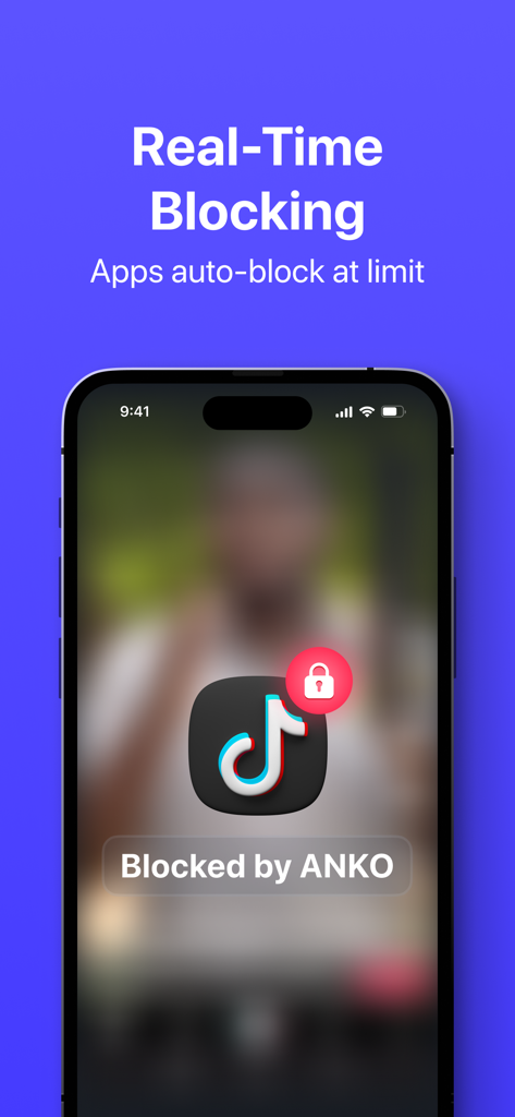 ANKO screen time control app blocking TikTok after reaching a limit