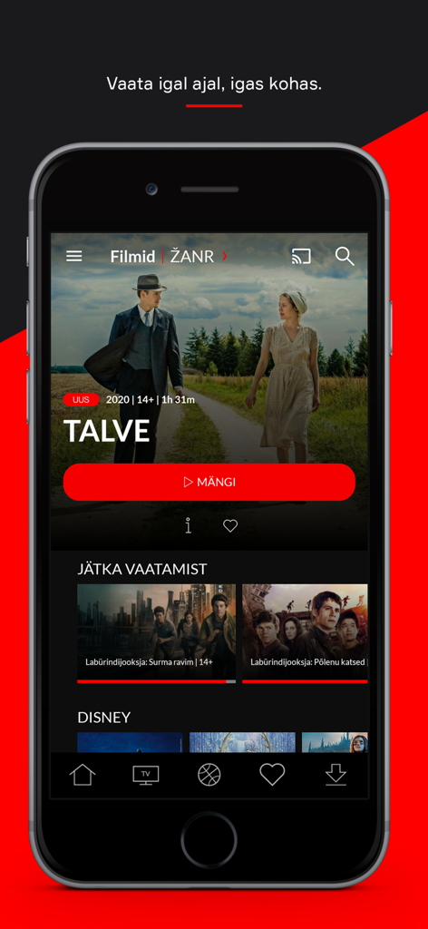 Go3 Eesti - Interface of the Go3 Eesti mobile app displaying Estonian movies and TV shows