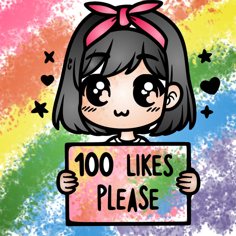 girl holding sign saying 100 likes please