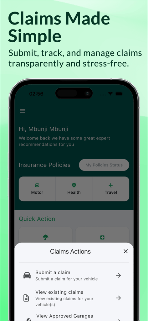 Strategis Insurance - Strategis Insurance app screen for submitting and tracking insurance claims