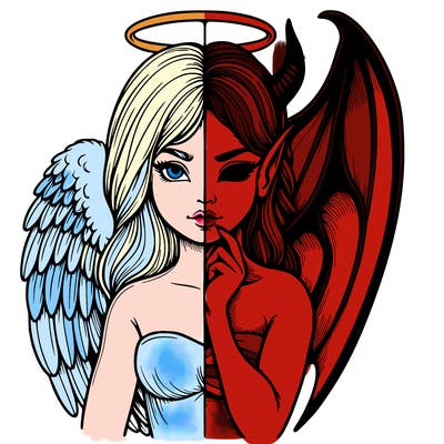 realistic angel half demon