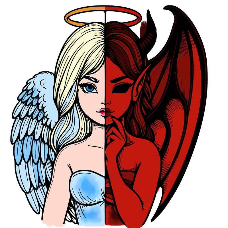 realistic angel half demon