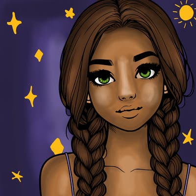 realistic girl with braids