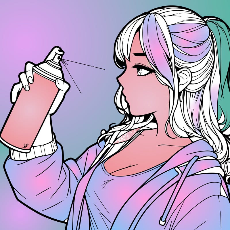a realistic girl spray, painting