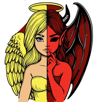 realistic angel half demon