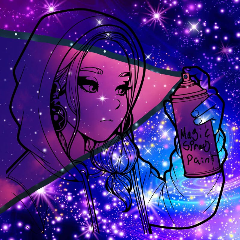 a realistic girl, spray painting