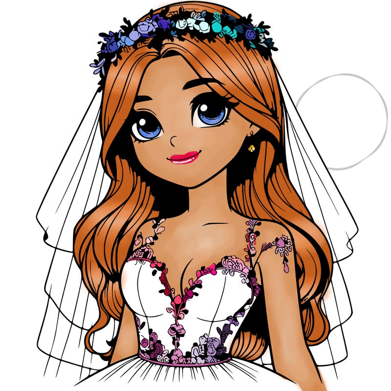 realistic girl in a wedding dress
