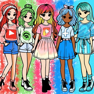 a group of five girls