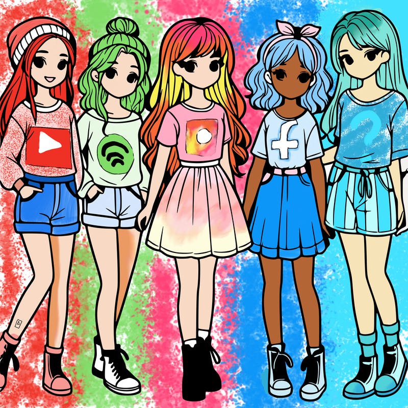 a group of five girls