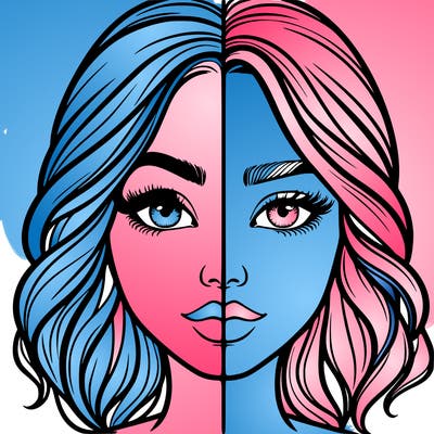 realistic girl split half