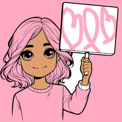 realistic girl holding up a sign