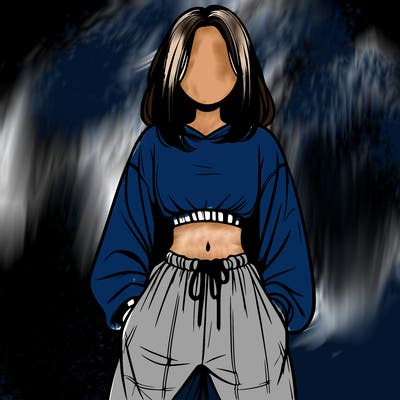 realistic girl faceless with baggy pants and a crop top