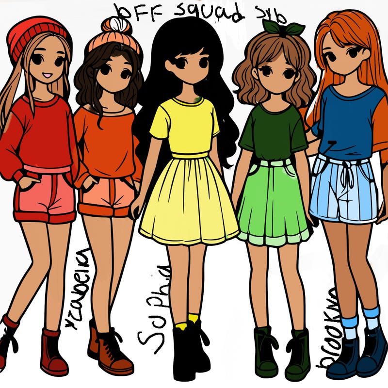 a group of five girls