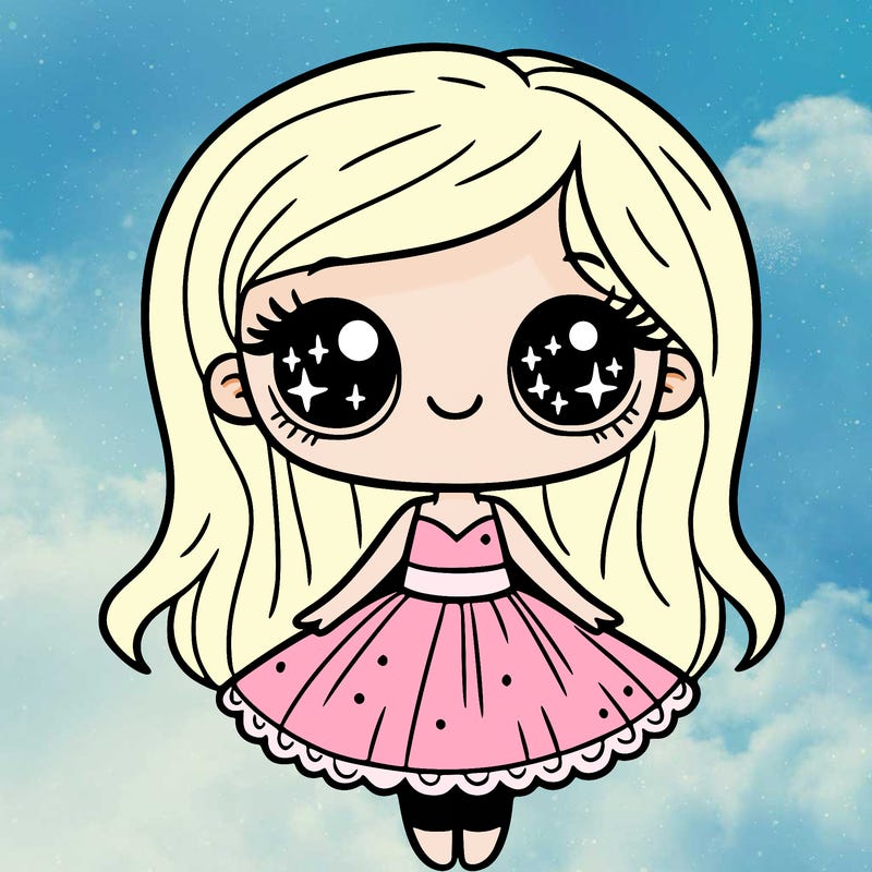 a girl in a dress with sparkly eyes