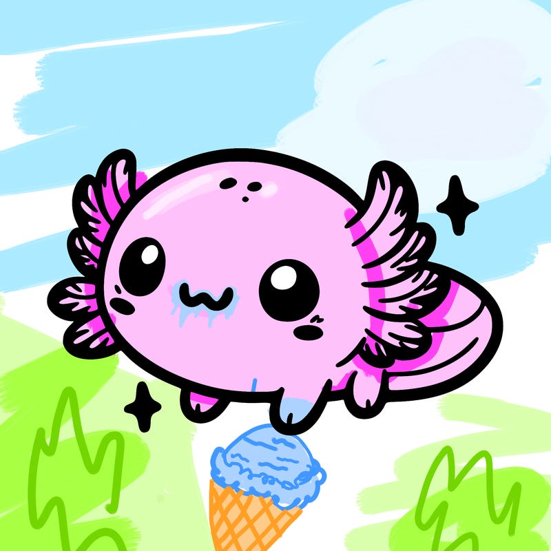 cute easy baby axolotl