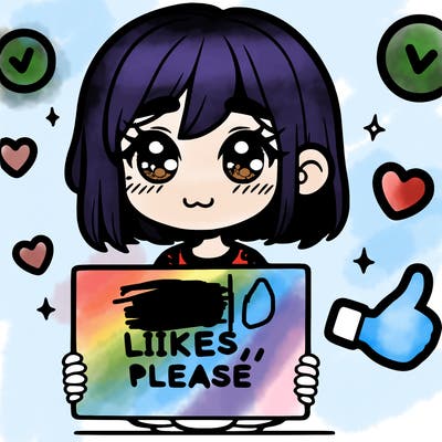 a girl with a sign saying 100 likes, please