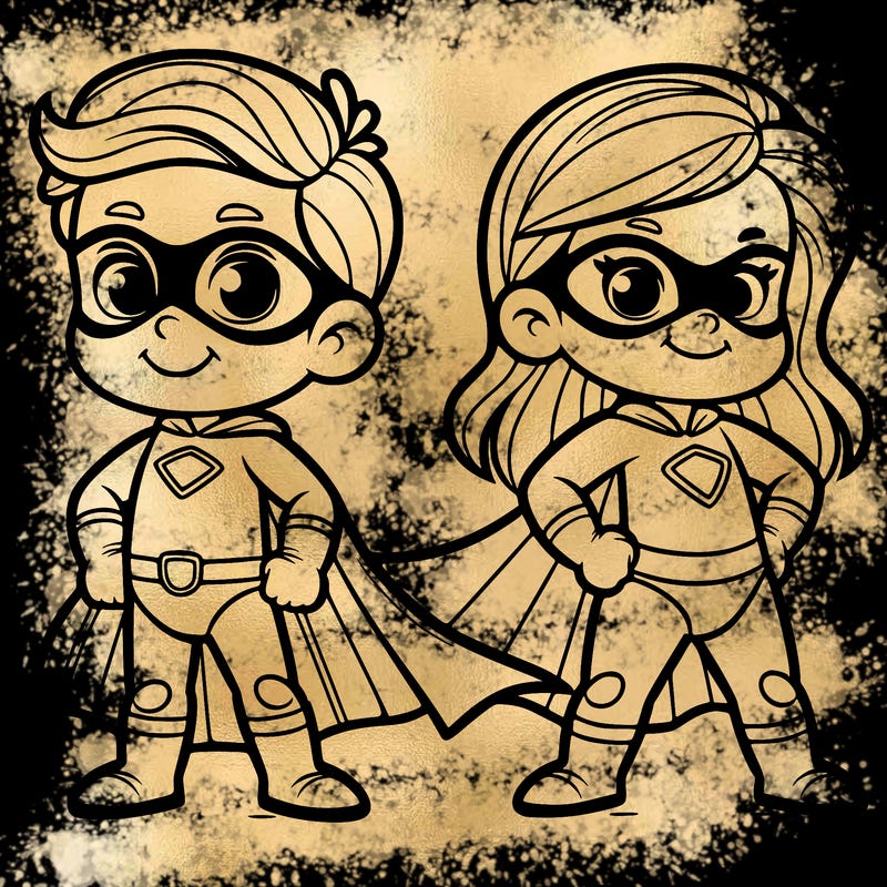 2 superheroes one is a boy of 5 and one is a girl 3 years