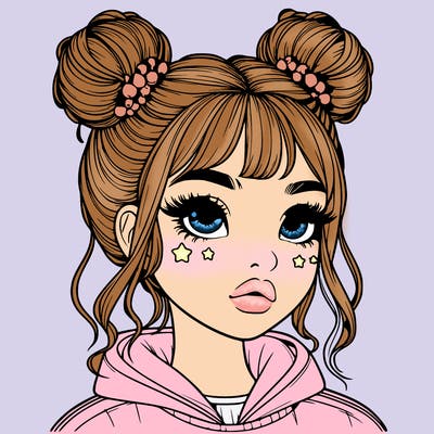 realistic girl with space buns