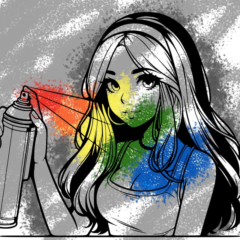 a realistic girl spray, painting