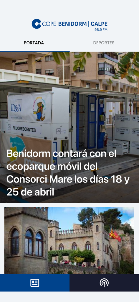 COPE Benidorm | Calpe - Feed de noticias principal de la aplicación móvil COPE Benidorm y Calpe
