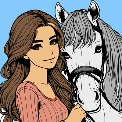 realistic girl with horse