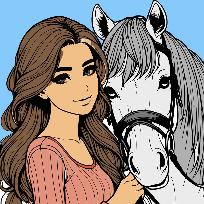 realistic girl with horse
