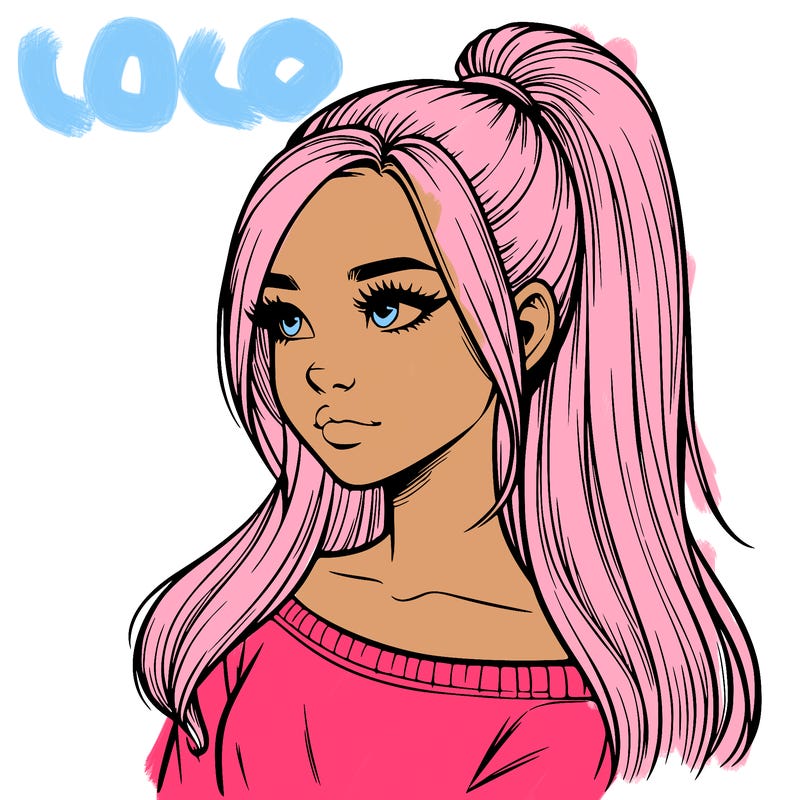 realistic girl with a high ponytail