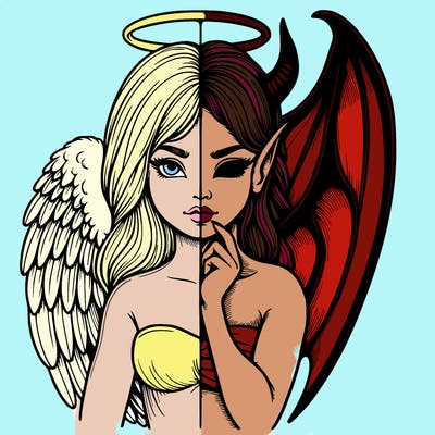 realistic angel half demon