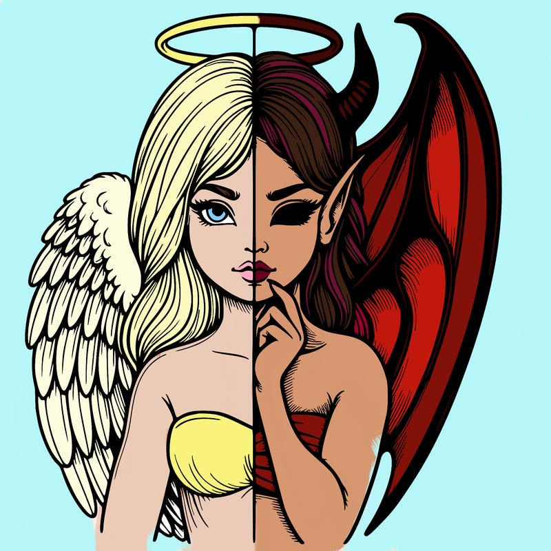 realistic angel half demon