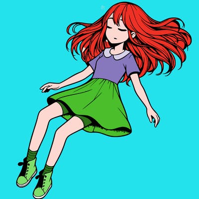 realistic girl floating