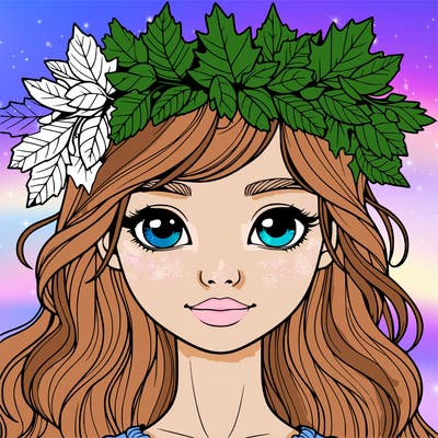 realistic girl with fall leaf crown