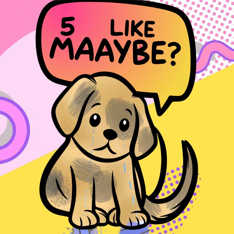 a puppy that says 5 like maybe