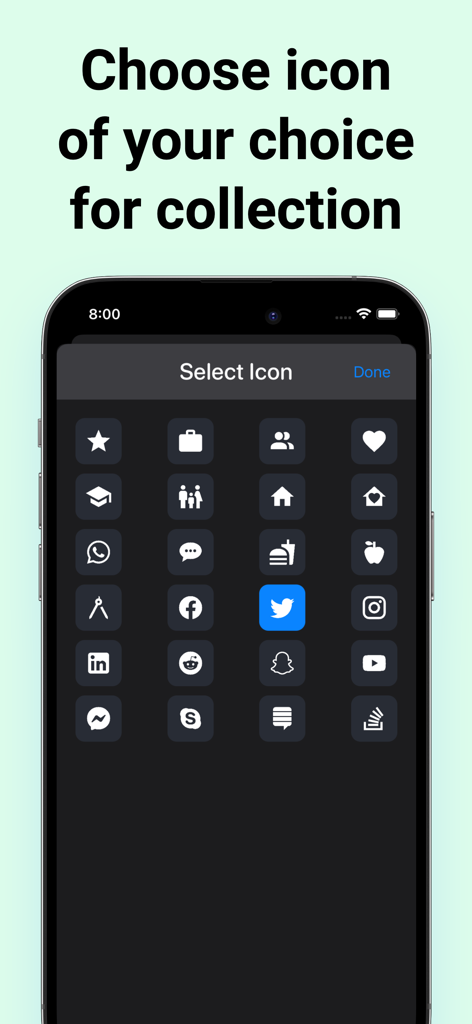 Paste Keyboard : Text Shortcut - Interface for selecting custom icons for organizing text shortcut collections
