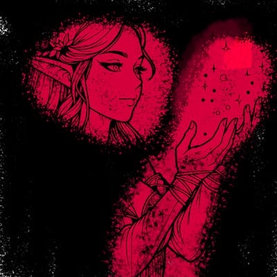 realistic elf girl doing magic