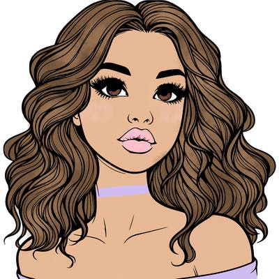 realistic girl with wavy hair and lips