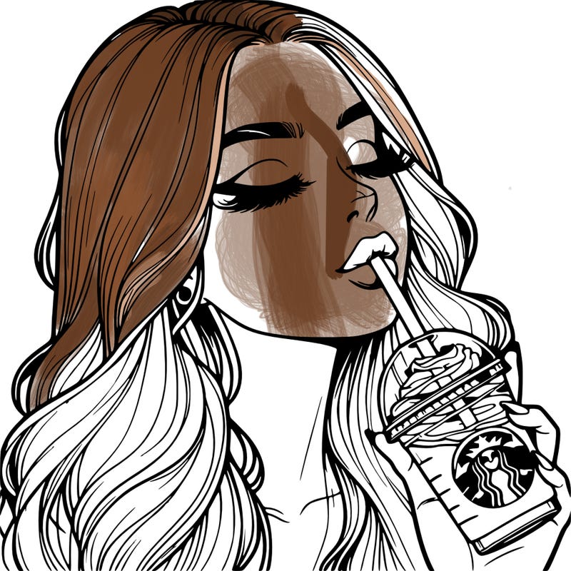 realistic girl drinking starbucks