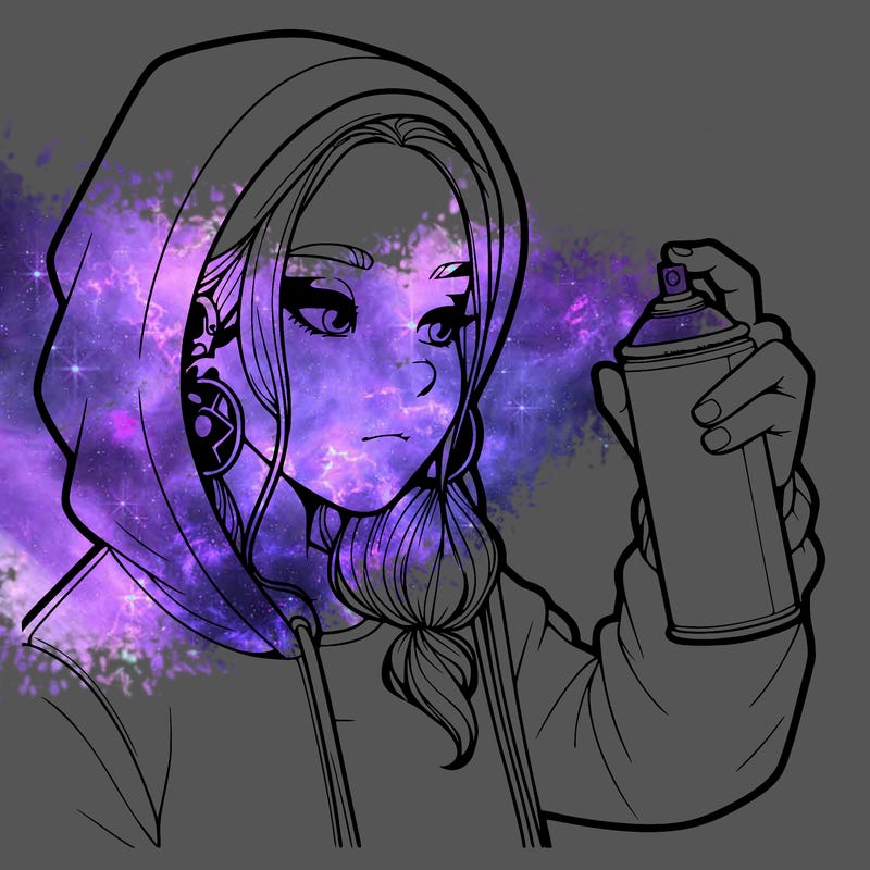 a realistic girl, spray painting