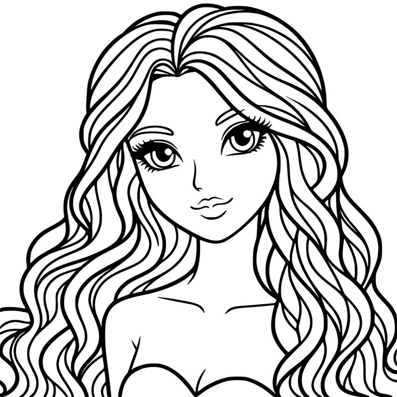 beautiful woman long wavy hair