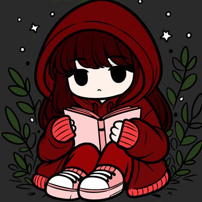 girl in oversized hoodie reading a book