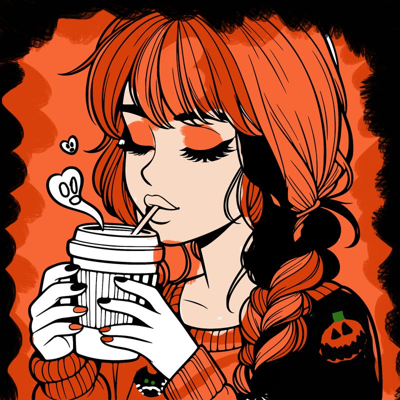 realistic girl drinking coffee
